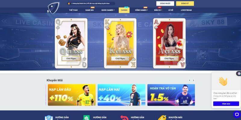 Trải nghiệm Live Casino Sky88