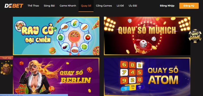 Trải nghiệm game quay số Debet