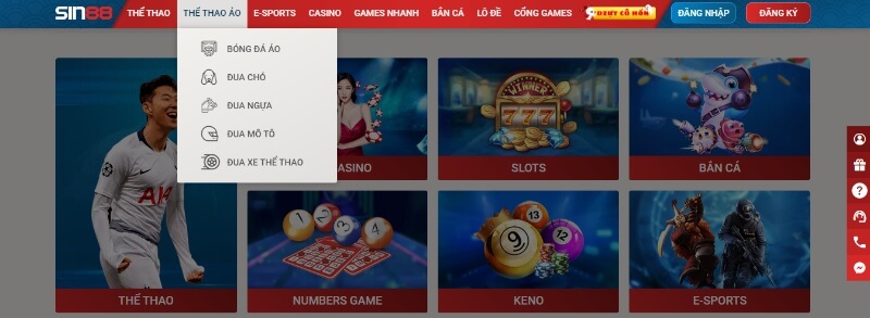 Trải nghiệm cá cược thể thao ảo Sin88