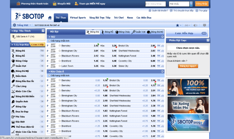 Nhà cái Sbotop – Thương hiệu đi đầu trên thị trường cá cược trực tuyến hiện nay