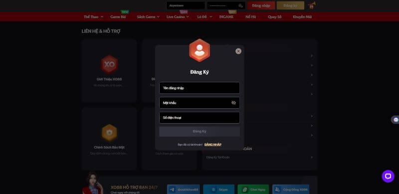 Hướng dẫn người mới đăng kí tài khoản XO88